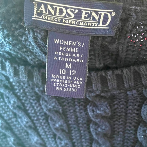 Lands End Navy Women’s Cable Knit Sweater in EUC, size Medium (10-12) - Picture 3 of 5